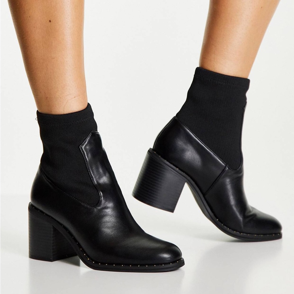 ASOS Black Studded Heel Boots
